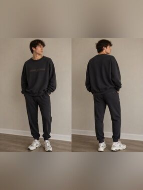Pierre Balmain Wool Lounge Set (Sweatshirt + Joggers) – Brown